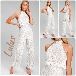 Lulu's White Lace Jumpsuit
